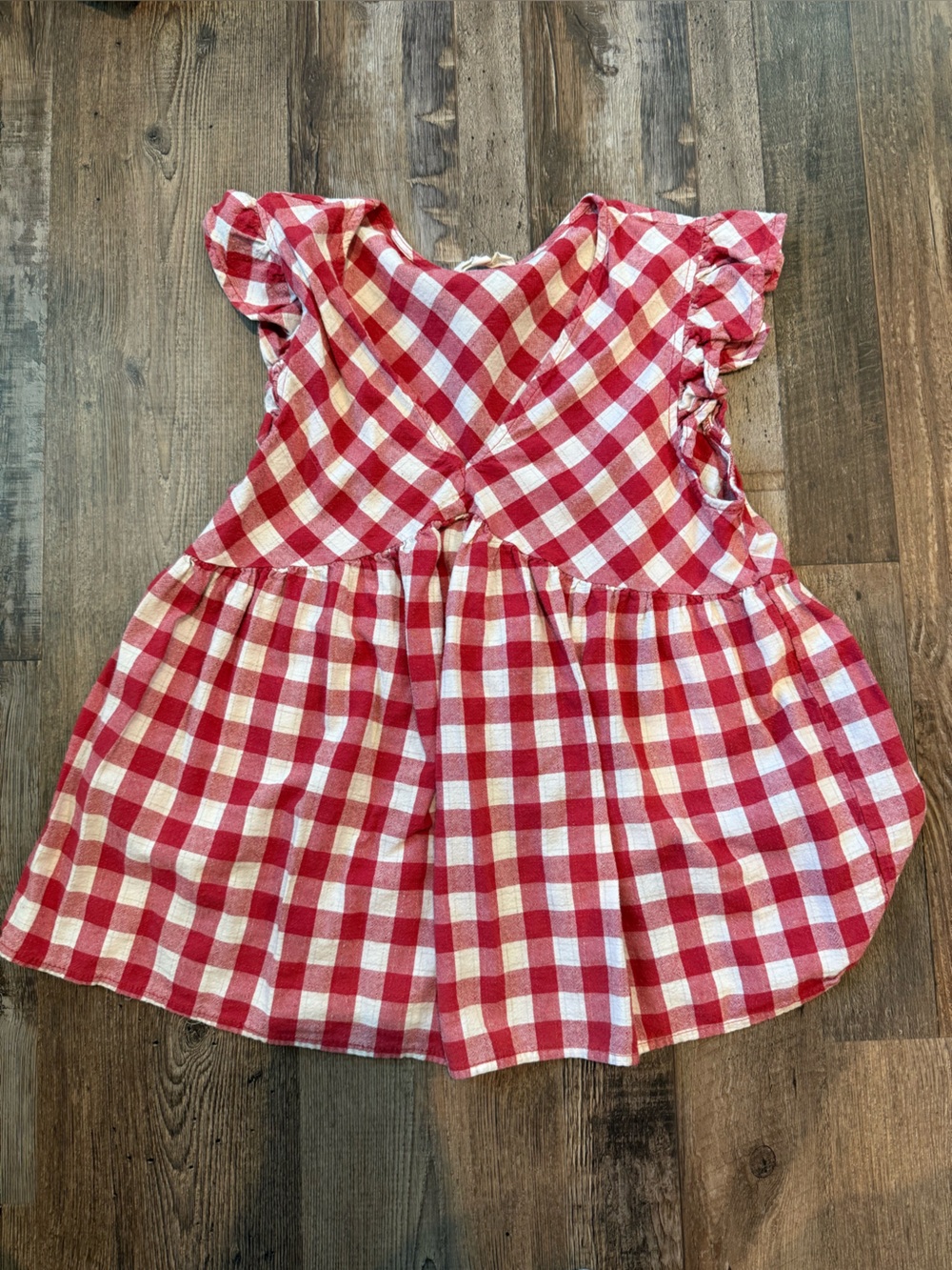 Red and White Gingham Babydoll Top
